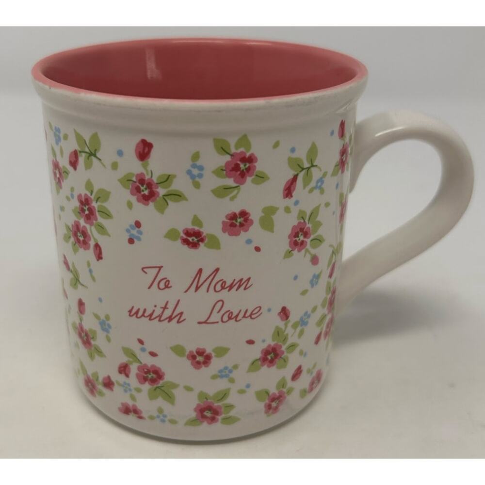 Enesco Flowered Mug Pink Inside 1985‎ To Mom with Love